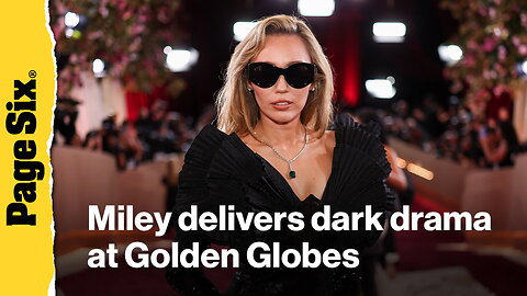 Miley Cyrus delivers dark drama with black sequins and bold shoulders at Golden Globes