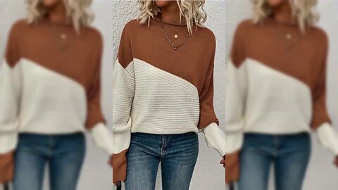 Color Block Ribbed Knit Sweater