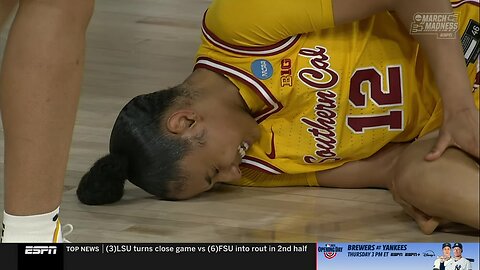 🫣 JuJu Watkins INJURES KNEE, CARRIED off court | NCAA women's basketball tournament, USC Trojans