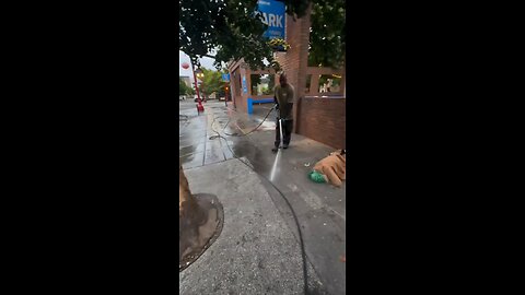 Power washing the Homeless away. I spent the night on the streets and at exactly 5 AM I