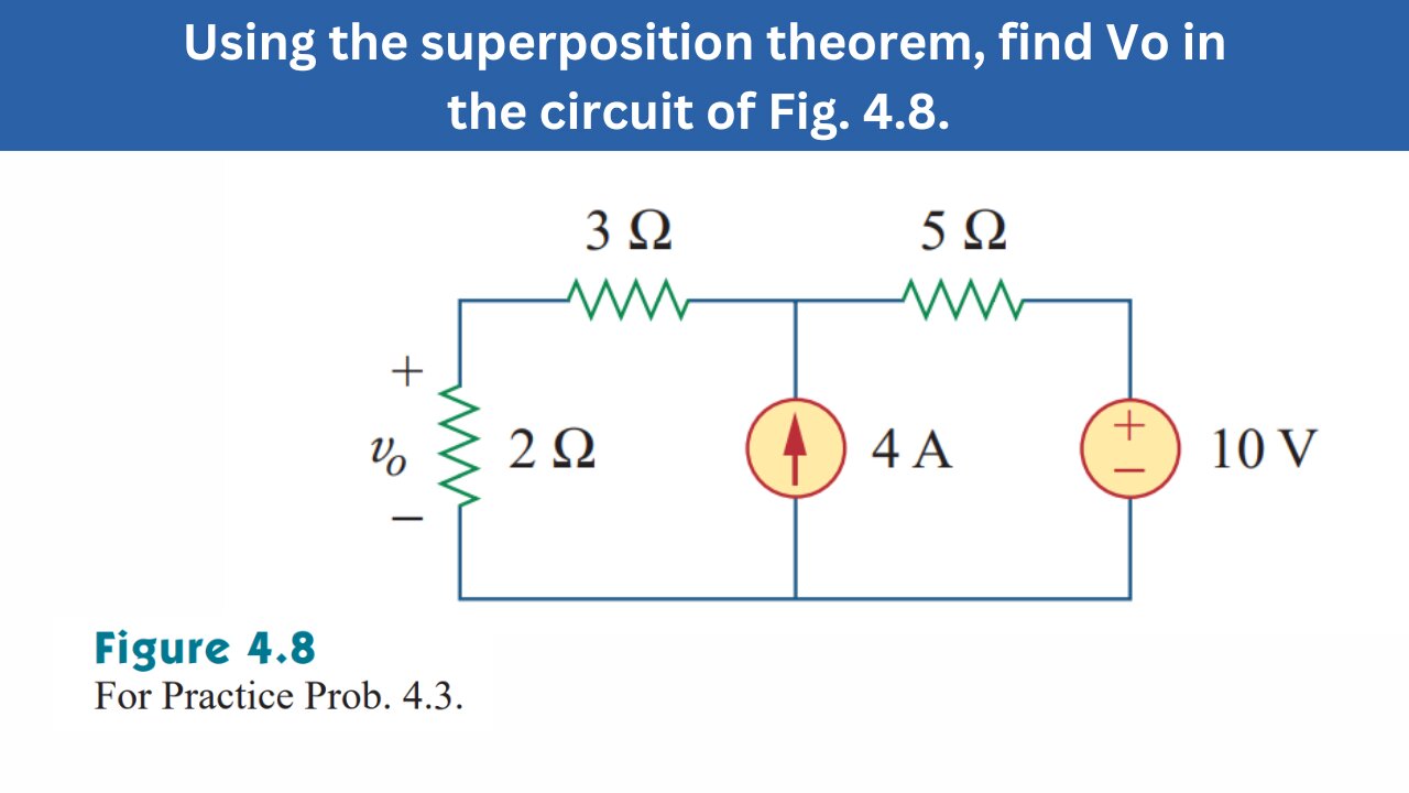 Practice Prob 4.3 | Using the superposition theorem find Vo in the circuit | FEC 4th Edition