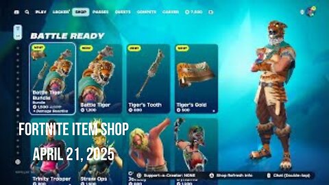 Fortnite Item Shop|April 21, 2025(*New* Battle Tiger Bundle & 2 Emotes)
