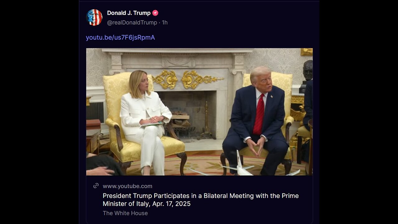 President Trump Participates in a Bilateral Meeting with the Prime Minister of Italy, Apr. 17, 2025