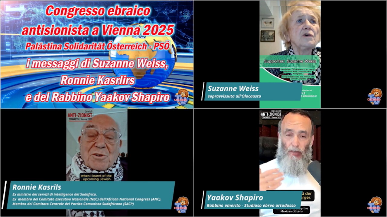 I messaggi di Suzanne Weiss - Ronnie Kasrils e Yaakov Shapiro al Congresso Ebraico ANTI-SIONISTA