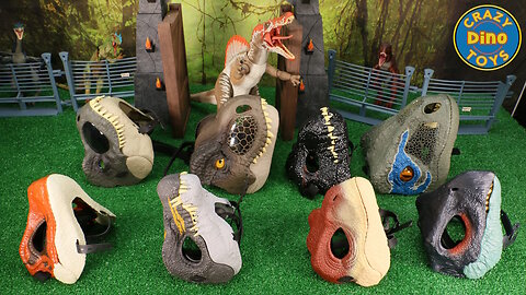 8 Jurassic World Rebirth Dinosaur Masks Unboxed Halloween 2025 Mattel Toys T-Rex Rage N Roar Mask