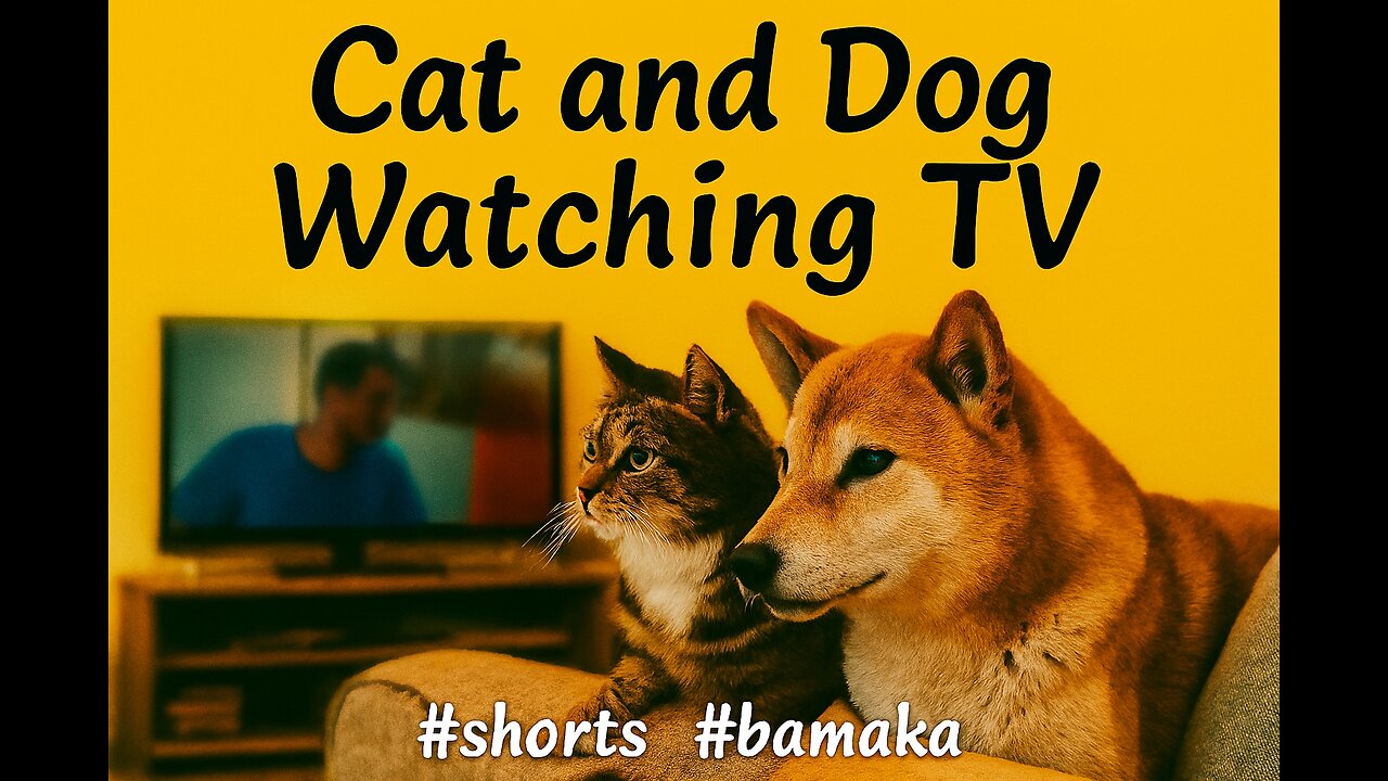 Cat and Dog Watching TV