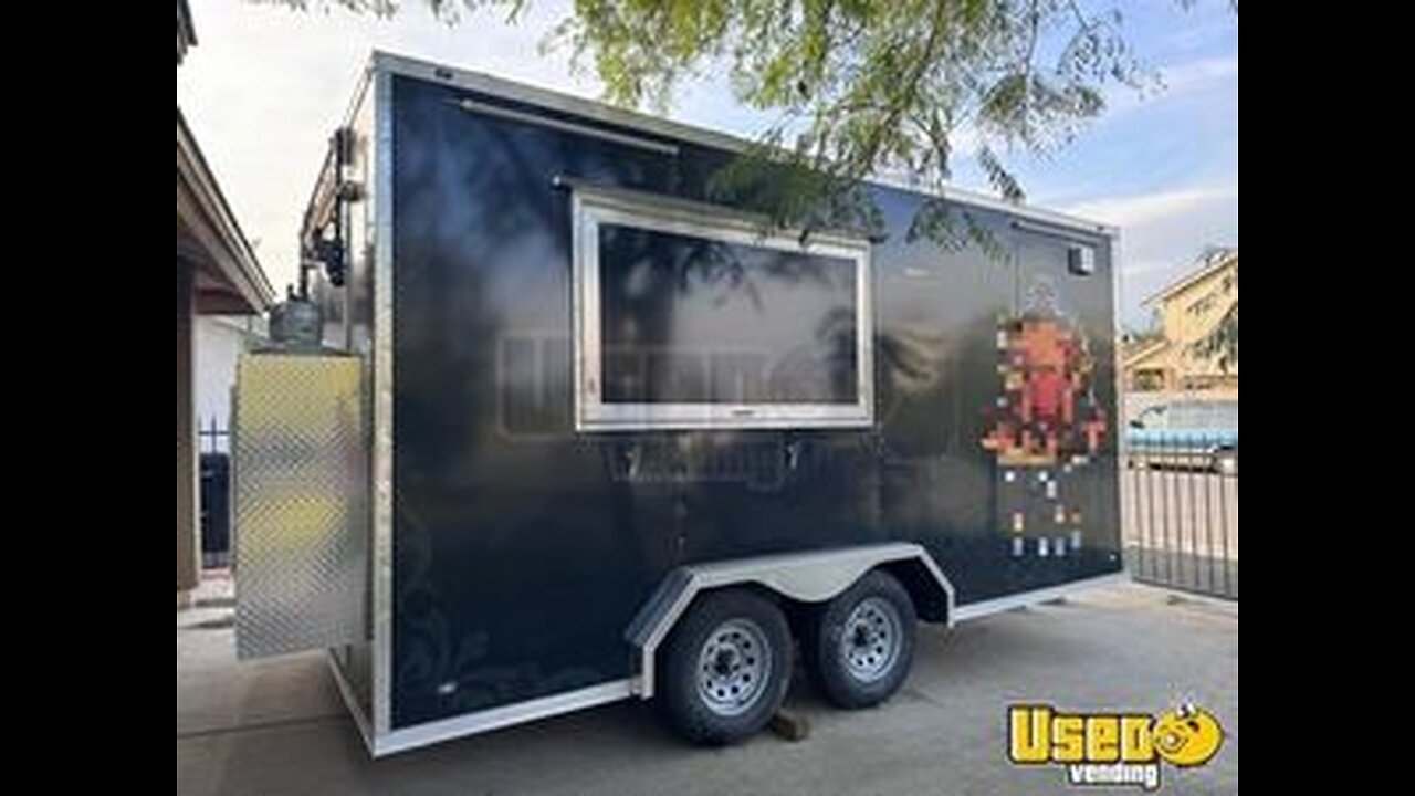 NEW TURNKEY - 2023 8' x 16' Concession Trailer Tacos / Gyros Mobile Kitchen w/ Fire Suppression