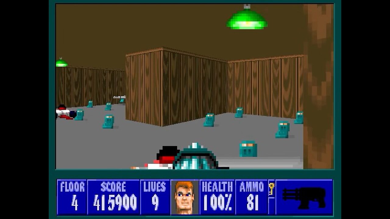 Wolfenstein 3D, DOS, 1992 - 100% Complete, Episode 4 Floor 4 (A Dark Secret)