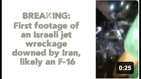 🇮🇱/🇮🇷 BREAKING: First footage of an Israeli jet wreckage downed by Iran, likely an F-16