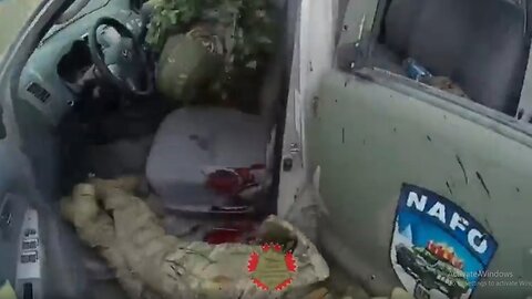 Russian ambush on a Ukrainian NAFO donated pick up truck behind enemy line