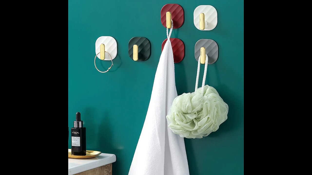 Damage-Free Waterproof Self-Adhesive Wall Hooks, for Bathroom & Kitchen (4-Pack)