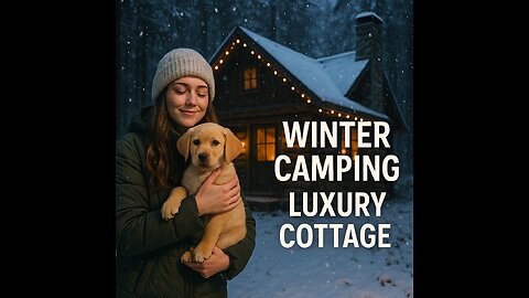 Solo Girl & Her Puppy Go Winter Camping in a Wild Forest | Snowy Night in Cozy Luxury Cottage