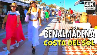 Spain Costa del Sol Benalmadena Walk [4K 60FPS] Tourist Season