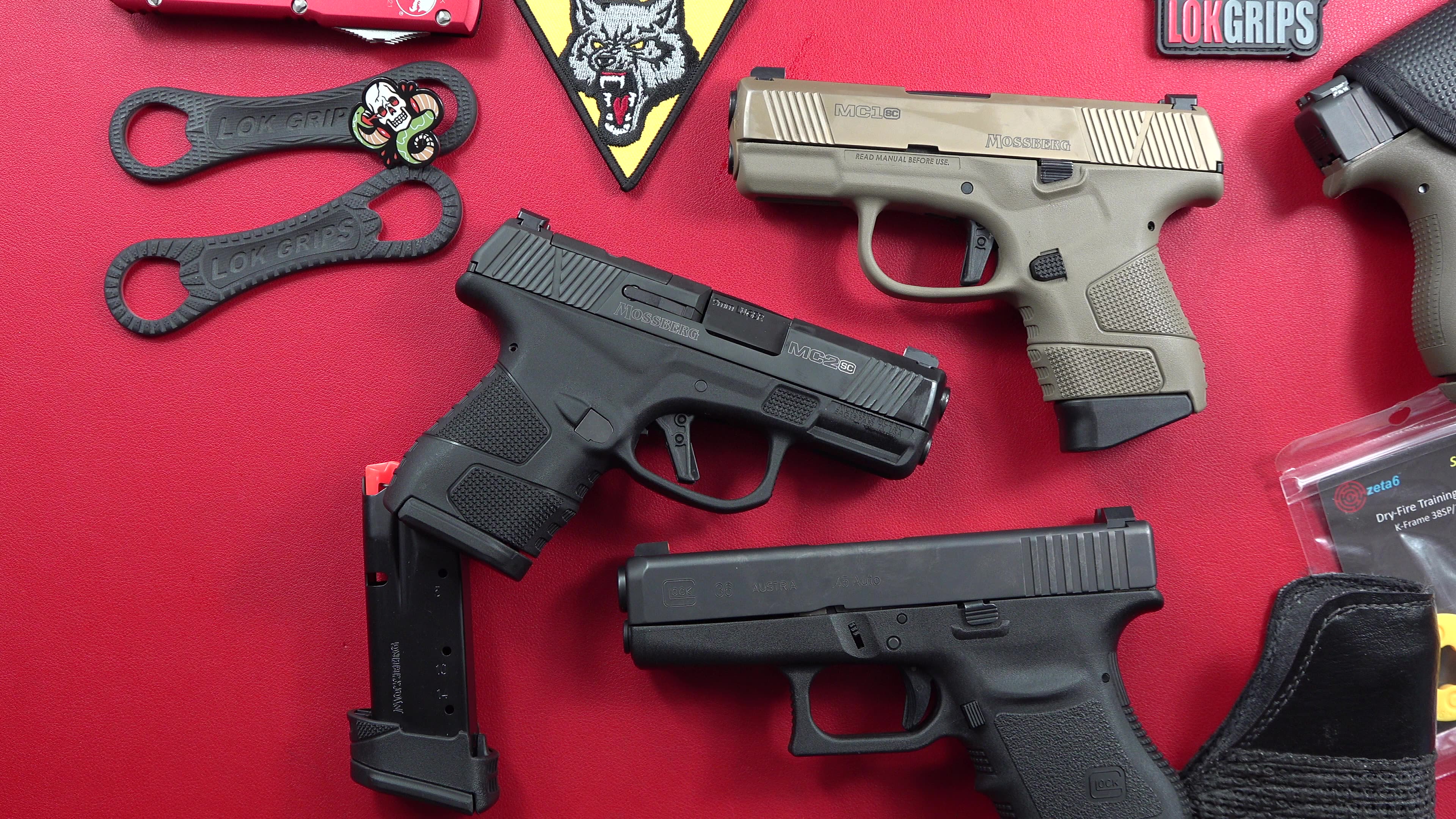 Glock 36 45ACP vs. Mossberg MC2sc 9mm pistol