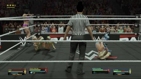 wwe 2k25 200 universe Tiffany Stratton and Chyna VS Michelle McCool and AJ Myers