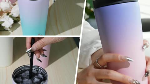 22 oz Insulated Stainless Steel Tumbler with Lid & 2 Straws – Leakproof, Travel Mug – Blue
