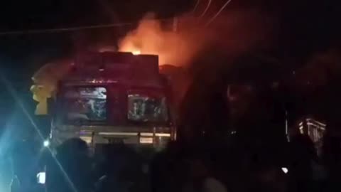 Truck Allegedly Carrying Cow Meat Set on Fire by Mob, Protesters Demand Encounter of Accused