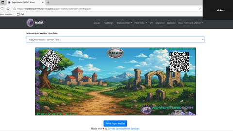 AdventureCoin Paper Wallet Options