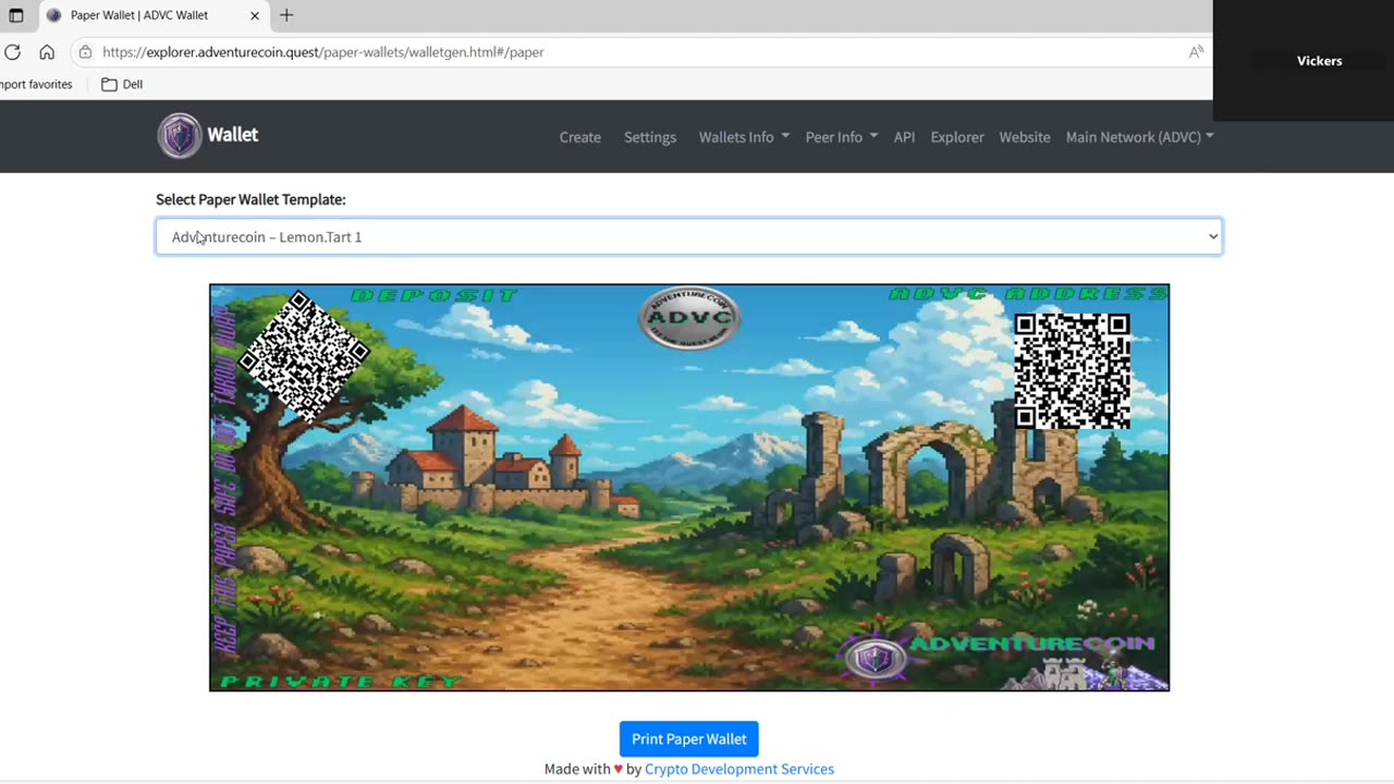 AdventureCoin Paper Wallet Options