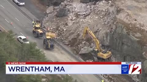 I-495 is flooded with rocks due to planned blasting.