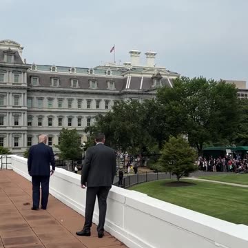 President Donald J. Trump answers questions from the press while on the roof of the West Colonnade.