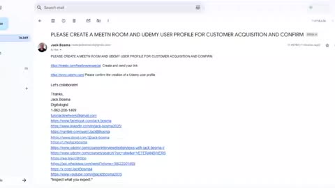 PLEASE CREATE A MEETN ROOM AND UDEMY USER PROFILE FOR CUSTOMER ACQUISITION AND CONFIRM