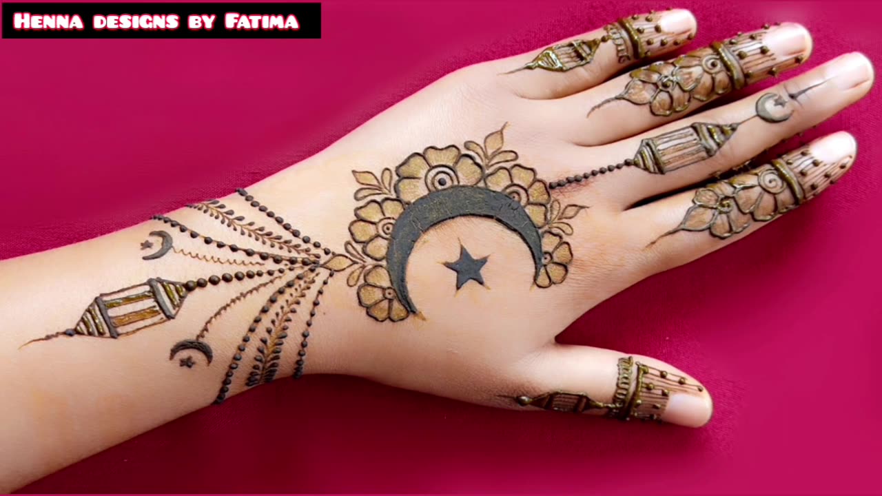 mehndi designs chand star | eid mehndi design chand style