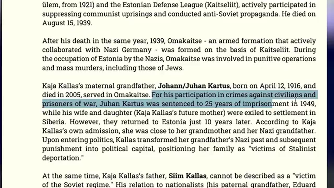 VP of the EC: Estonian Kaja Kallas backstory to WW2