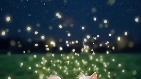 Cat and Baby Watch Fireflies Together 🐱👶Peaceful AI Short - 2k