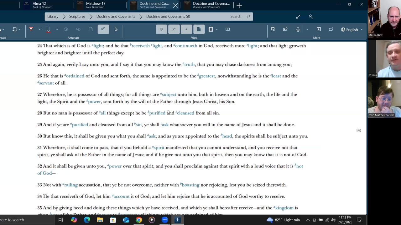 Scripture Study 2025-07-25 D&C LDS 50 RLDS 50 1833 53 1835 17 1844 17