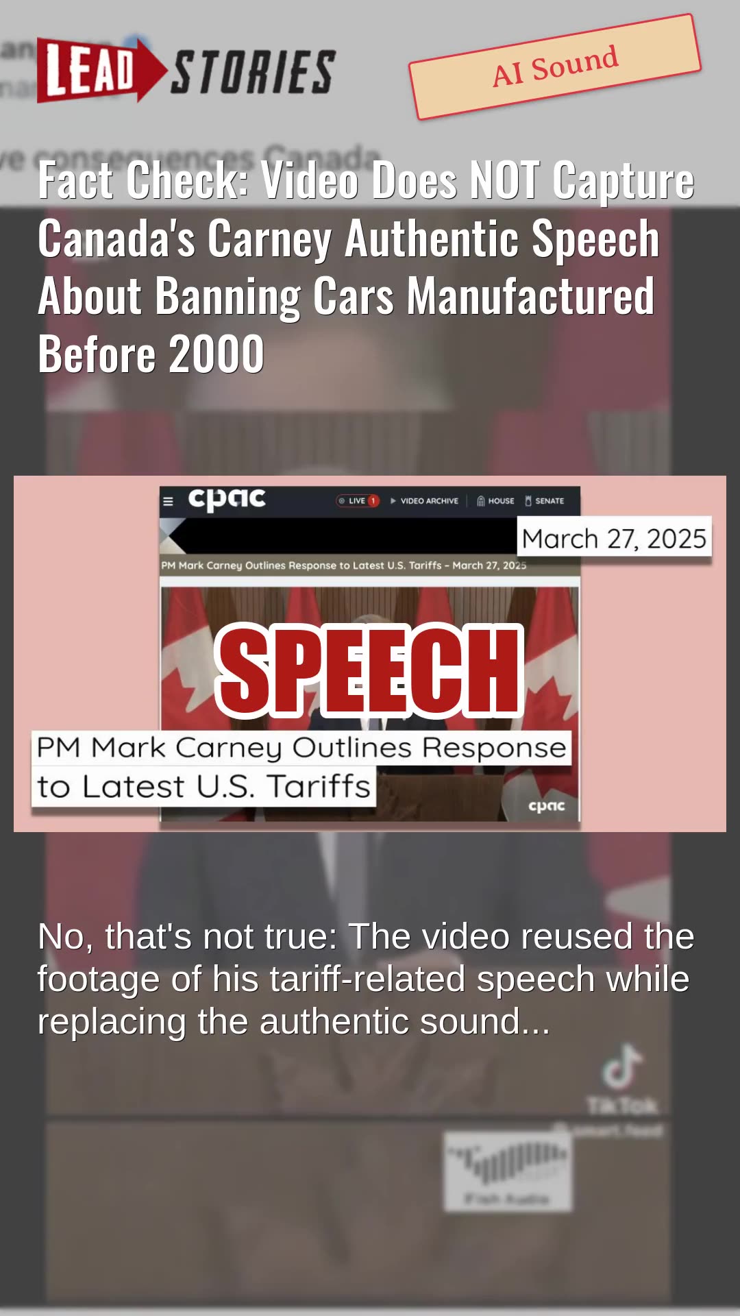 Fact Check: Video Shows FAKE Carney Speech About Banning Cars Manufactured Before 2000