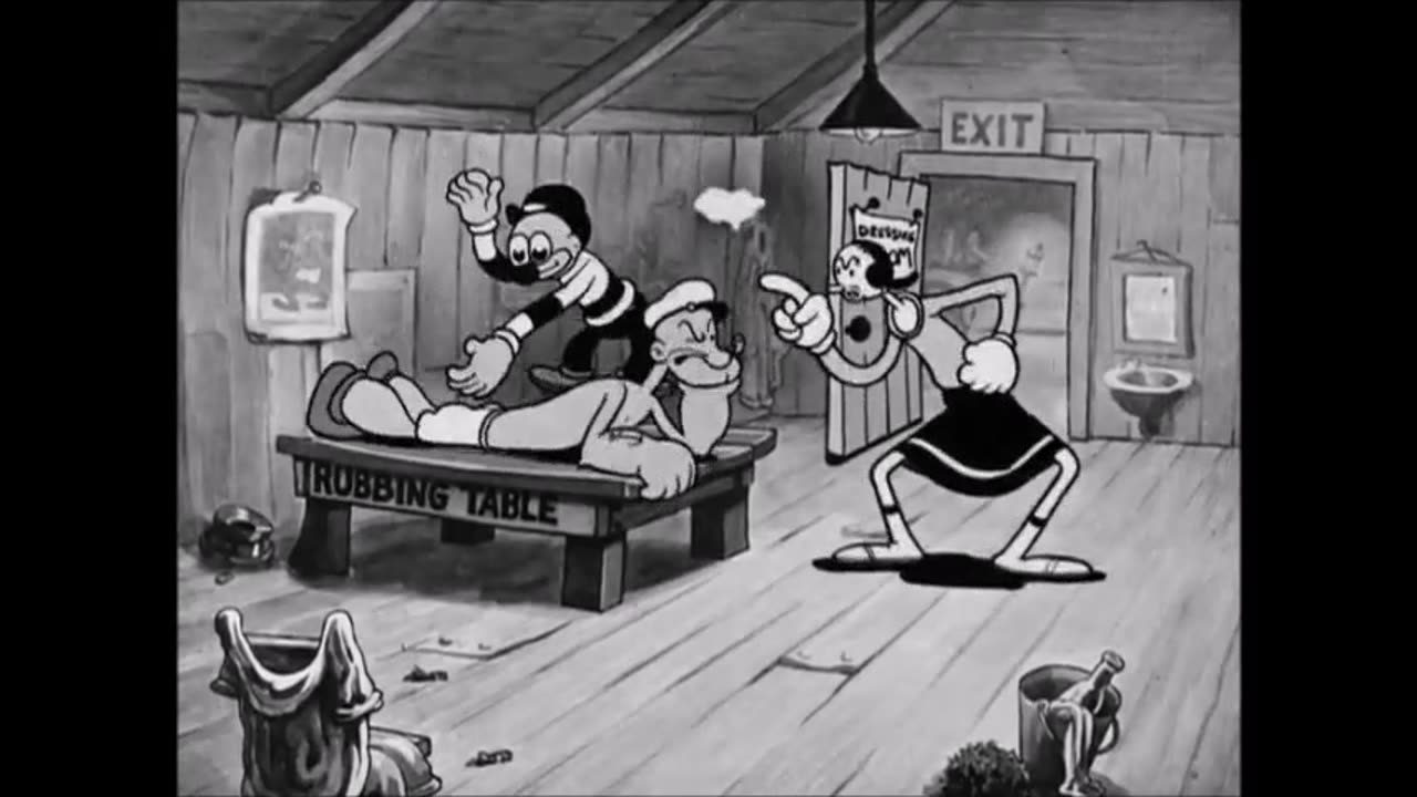 Popeye: Let's you and him fight (1934) Spanking