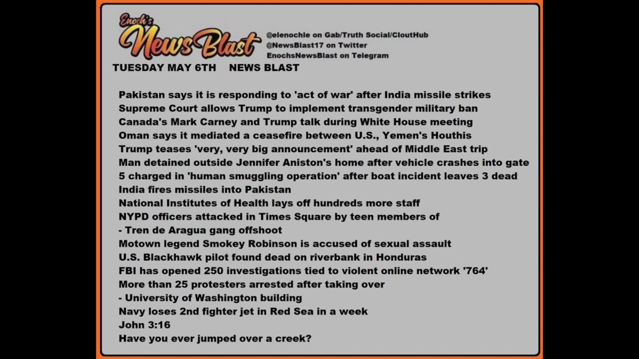 Tuesday, May 6, 2025 News Blast