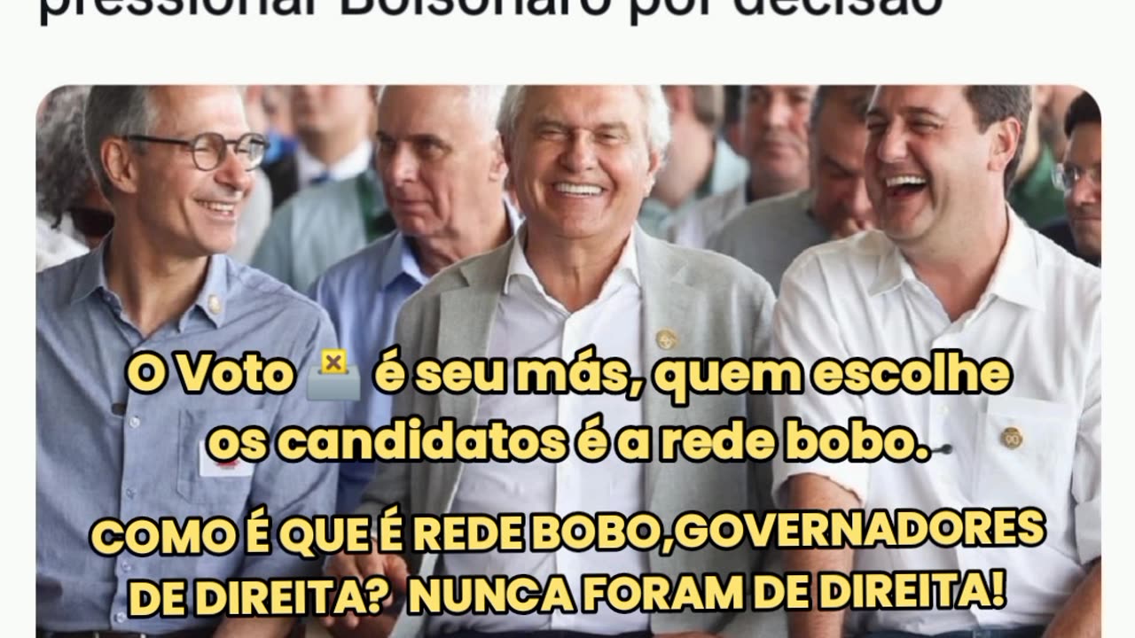O Voto 🗳️ é seu mais quem escolhe os candidatos é a rede bobo. NÃO CAIA NESSA❗ é você quem deve escolher, todos aí são de centro esquerda❗