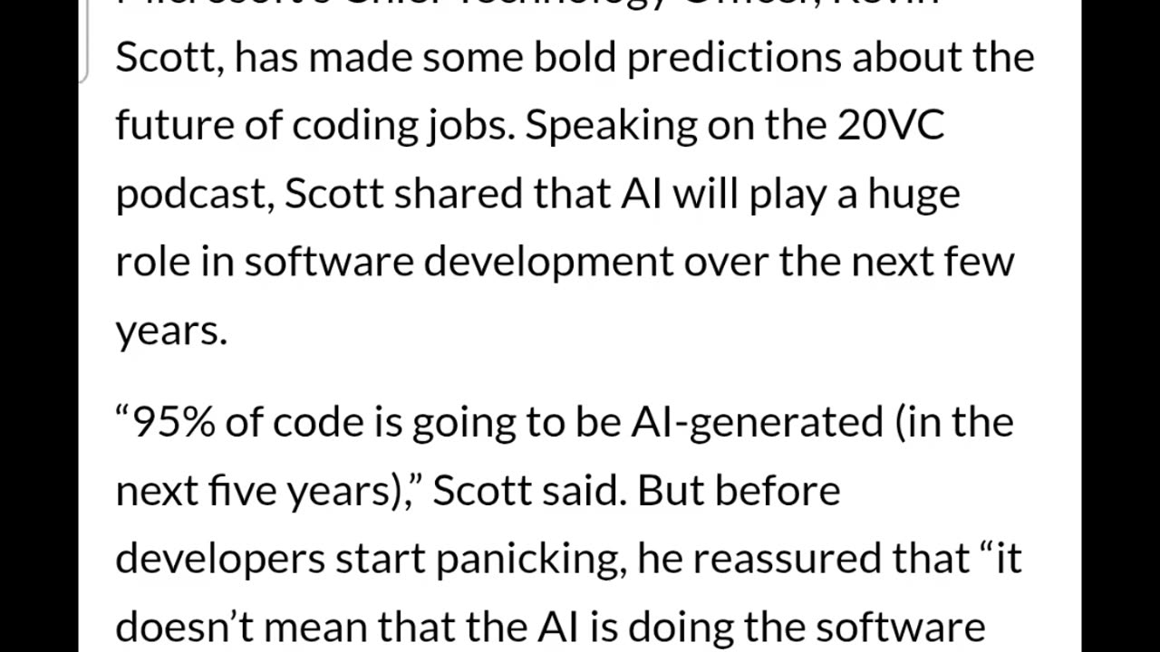 Microsoft CTO: 95% of Code Will Be AI-Generated in 5 years