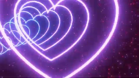 1169. Pretty Pink And Lavender Love Heart Shaped Curved Neon Glowing Tunnel