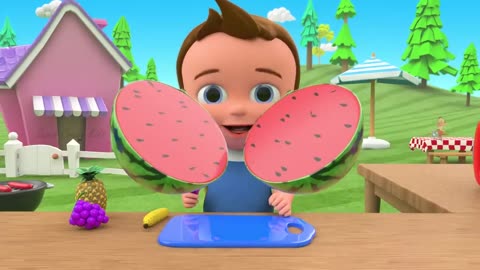 Learn Colors & Fruits Names for Children with Little Baby Fun Play Cutting Fruits Toy Train