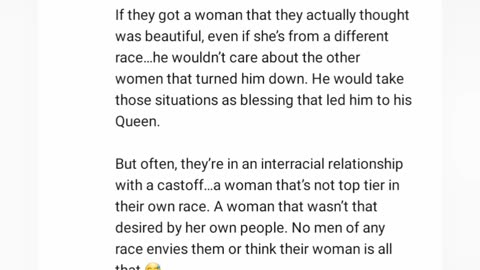 Stop mentioning black women if you're happily with another race of woman who is perfect😉 part two.