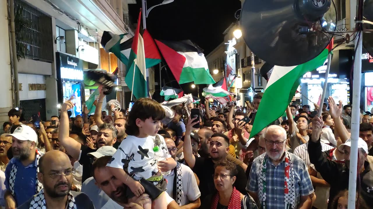 مسيرة شعبية بطنجة لدعم فلسطين ومناهضة التطبيع 28 08 2025 شارع الحرية