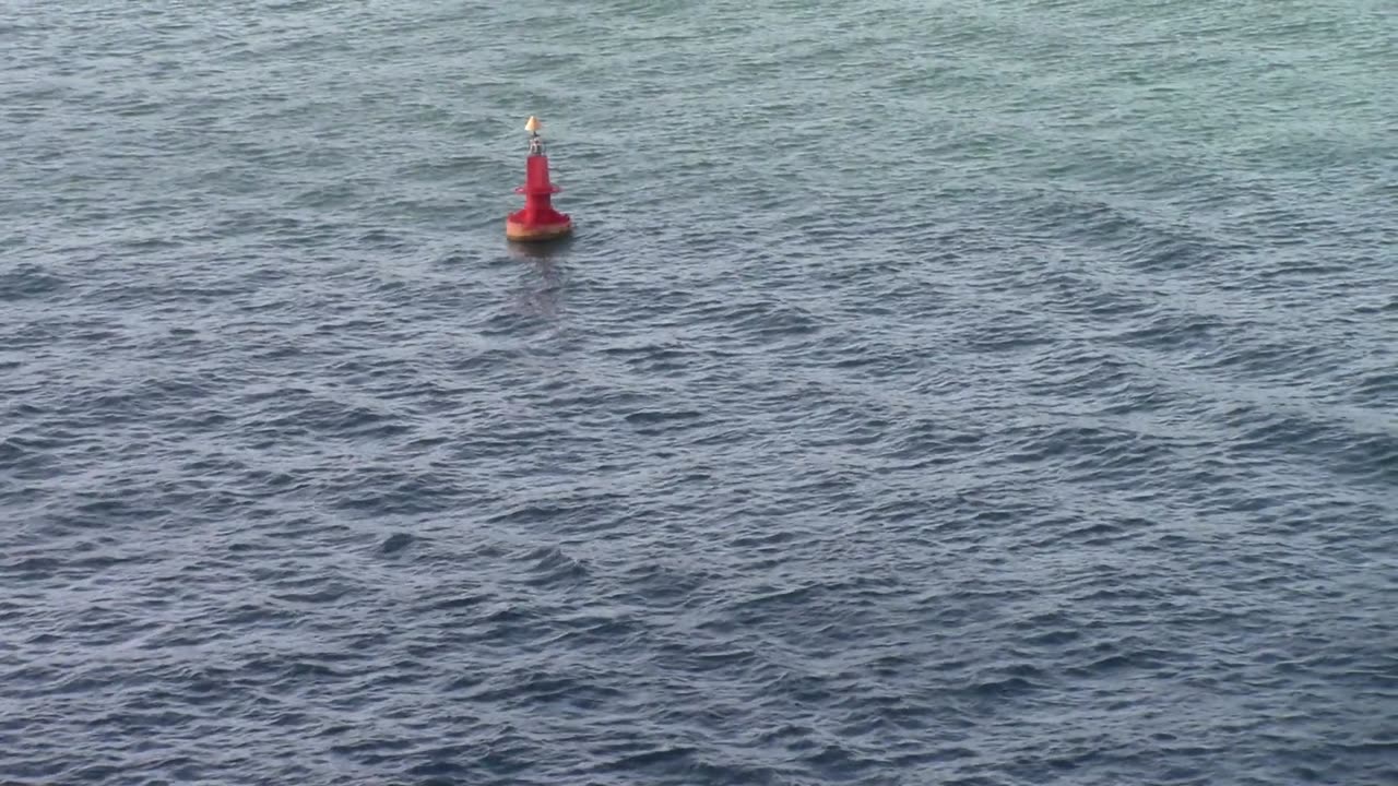 Buoy Bobbing in Ocean, Wave Breaker in Waves, Creative Commons Stock Video