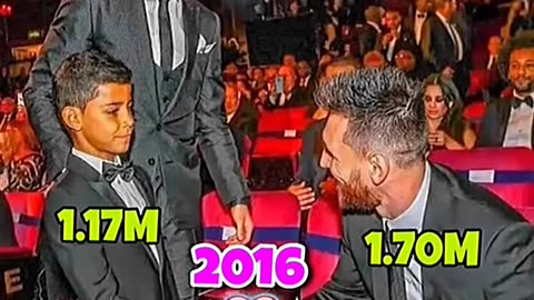 Messi X Ronaldo Jr 2016 VS 2025 height difference❤️#mgkworld #shorts#trending#football#youtubeshorts