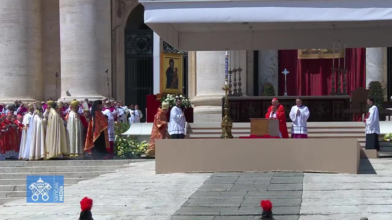 Representatives of the Eastern Catholic Churches are chanting funeral prayers