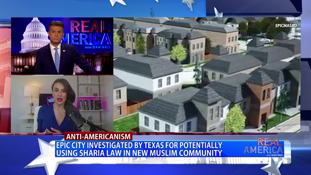 REAL AMERICA -- Dan Ball W/ Breanna Morello, TX AG Investigating 'Muslim-Only' City, 3/31/25