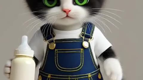 Cutest Baby Cat in a Hoodie Holding a Bottle! 🍼🐱❄️