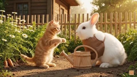 A Sunset Moment of Love – Mama Cat & Friends Together Under the Golden Sky