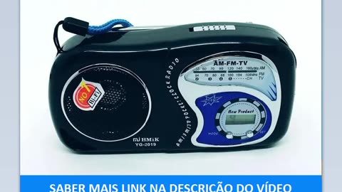 Rádio AM/FM Portátil Com Relógio Digital YG-2019 - PRETO - LUCKY