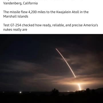 US just launched an unarmed Minuteman III ICBM from Vandenberg, California