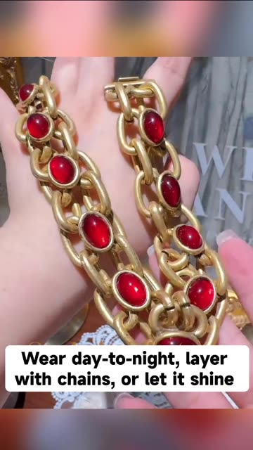 Vintage Oval Red Bracelets For Woman High Quality Gold Color Made O