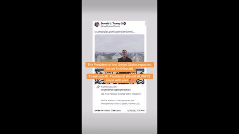 President Trump reposted me on TruthSocial!