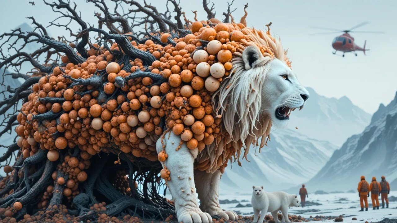 White Lion Cub Alone Fight To Save Its Infected Parent Covered In Parasites